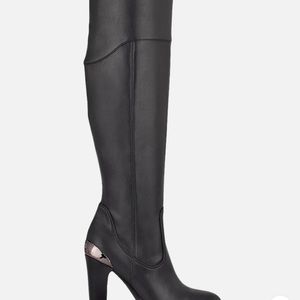 Guess Taylor Boot Over the Knee black Leather and gun metal heel! Size 7M